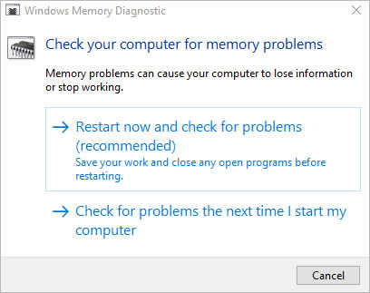 Restart now and check for problems