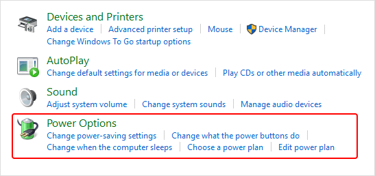 click power option